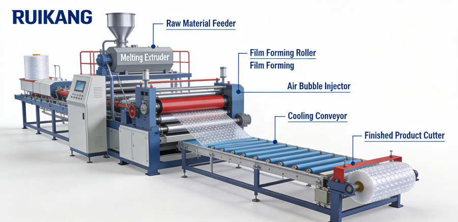 RUIKANG Bubble Film Machine Production Process from Raw Material to Finished Product